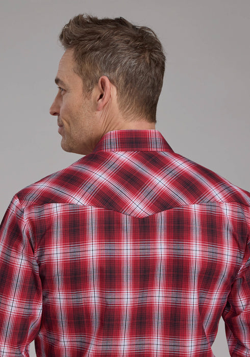 Roper Mens 2131 Plaid Red/White Cotton Blend L/S Shirt