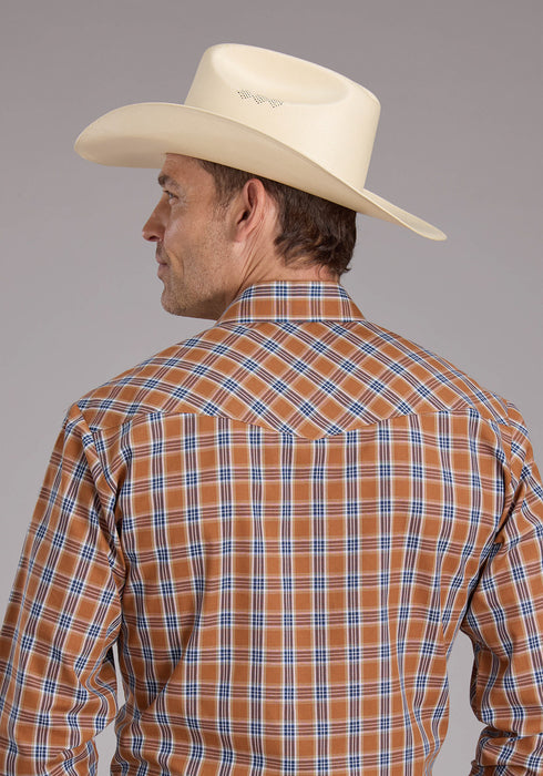 Roper Mens 2411 Plaid Rust Cotton Blend L/S Shirt