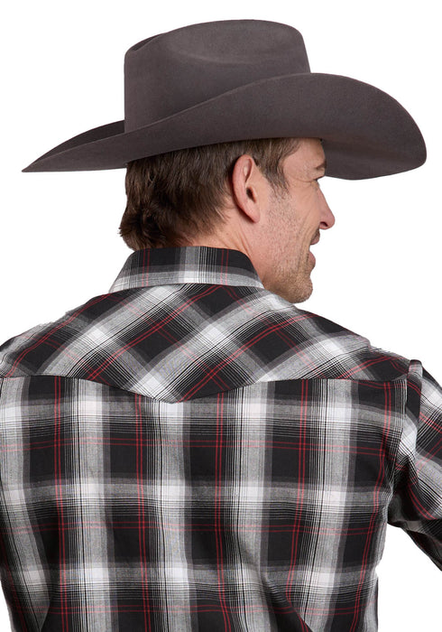 Roper Mens 2654 Plaid Black/White/Red Cotton Blend L/S Shirt