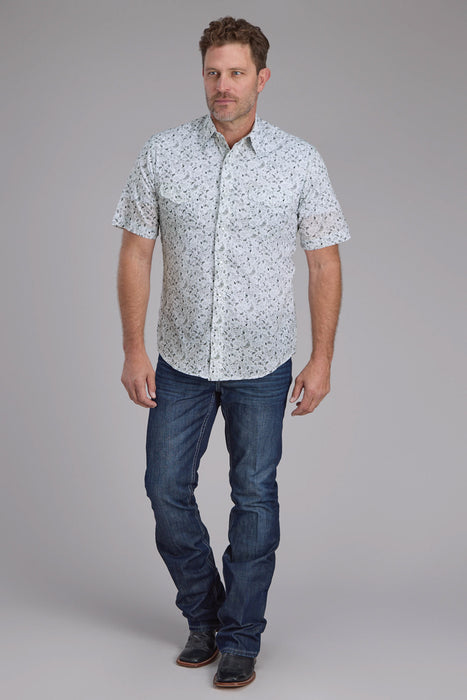 Roper Mens 2428 Paisley Black/White Cotton Blend S/S Shirt