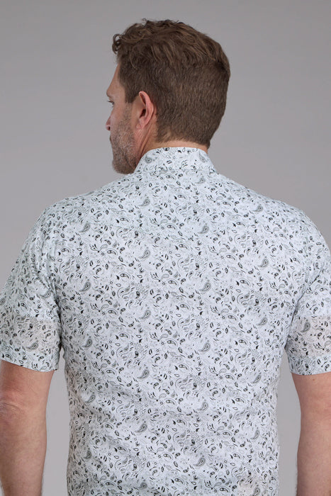 Roper Mens 2428 Paisley Black/White Cotton Blend S/S Shirt