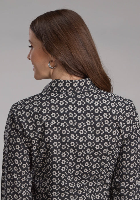 Roper Womens 2286 Floral Black/Cream Cotton Blend L/S Shirt