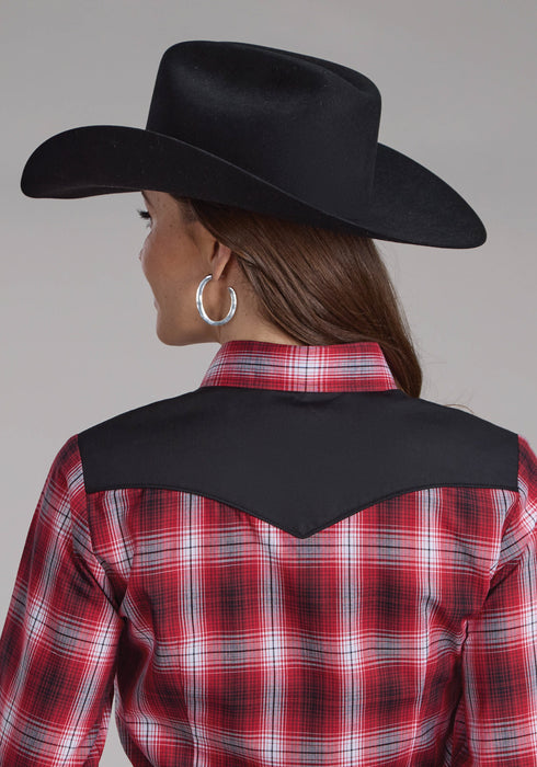 Roper Womens 2131 Plaid Red/White Cotton Blend L/S Shirt