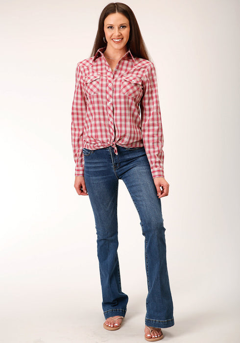 Roper Womens 1508 Small Scale Multi Red Cotton Blend L/S Shirt