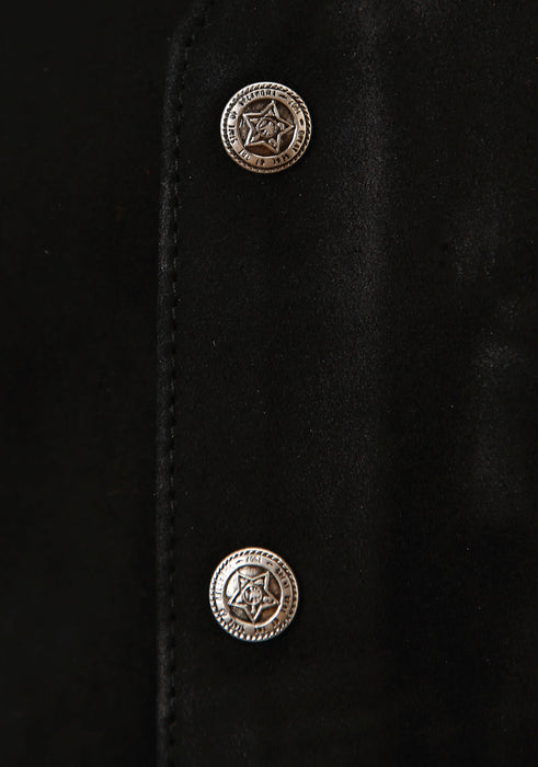 Roper Mens Antique Brass Front Yokes Black Suede Leather Vest