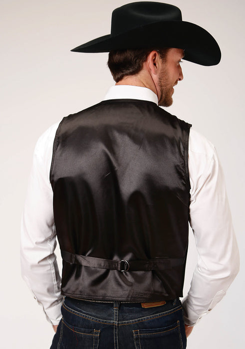 Roper Mens Buckle Tie Brass Snaps Black Suede Tall Leather Vest