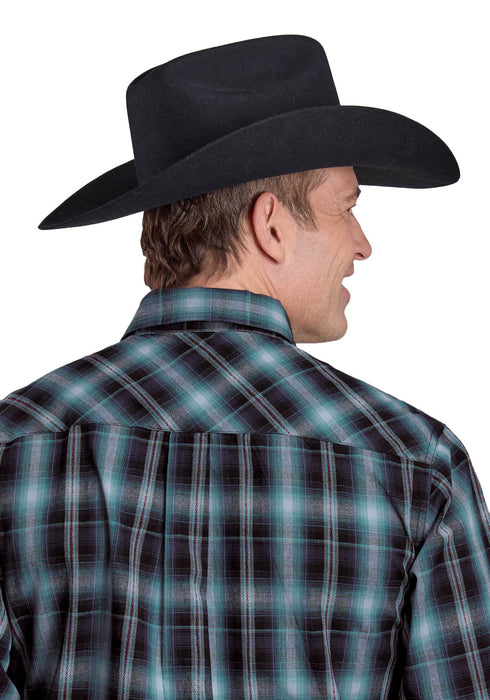 Roper Mens 2606 Diamond Dobby Blue/Navy 100% Cotton L/S Shirt