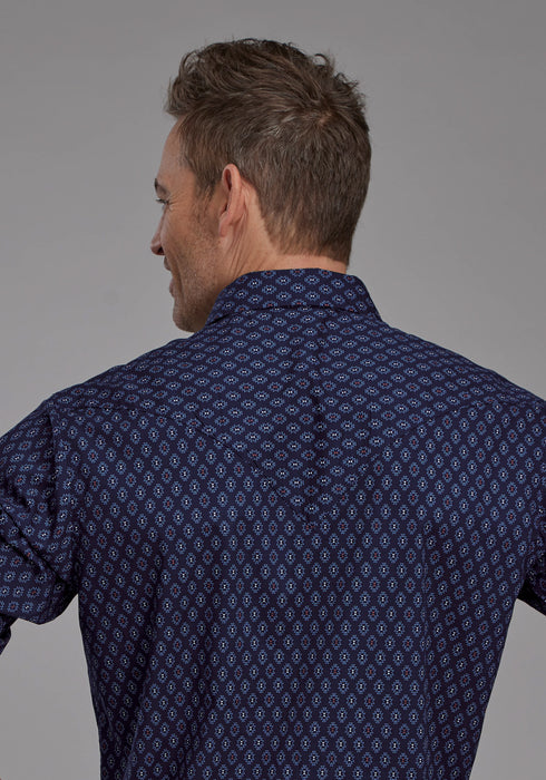 Roper Mens 2177 Aztecs Blue 100% Cotton L/S Shirt