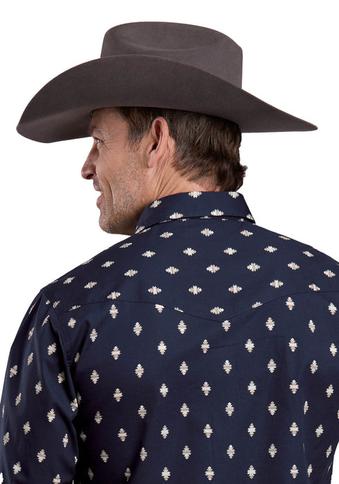 Roper Mens 2608 Ombre Aztecs Blue 100% Cotton L/S Shirt