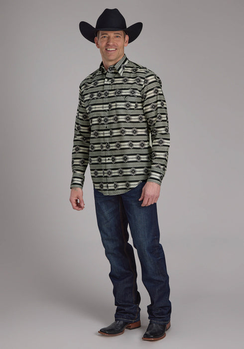 Roper Mens 2182 Santa Fe Aztec Black 100% Cotton L/S Shirt