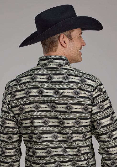 Roper Mens 2182 Santa Fe Aztec Black 100% Cotton L/S Shirt
