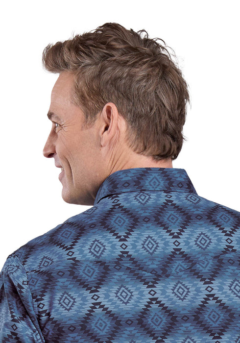 Roper Mens 2600 Aztec Serape Blue 100% Cotton L/S Shirt