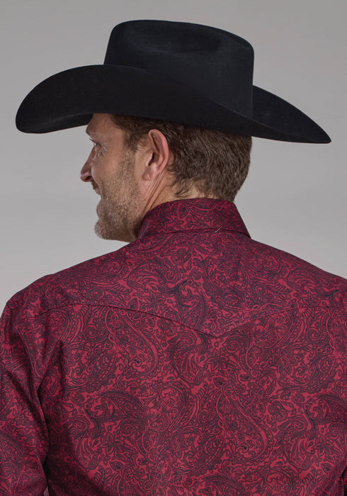 Roper Mens 2241 Paisley Burgundy 100% Cotton L/S Shirt