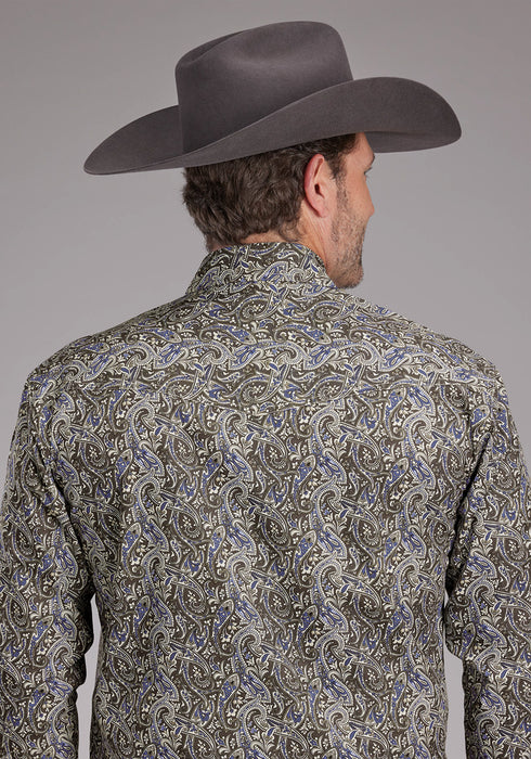 Roper Mens 2383 Paisley Stone 100% Cotton L/S Shirt