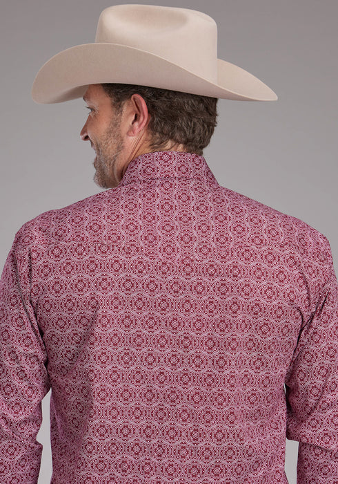 Roper Mens 2386 Medallion Paisley Red Cotton Blend L/S Shirt