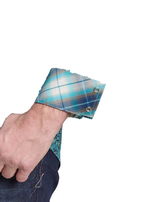 Roper Mens 2582 River Paisley Blue 100% Cotton L/S Shirt