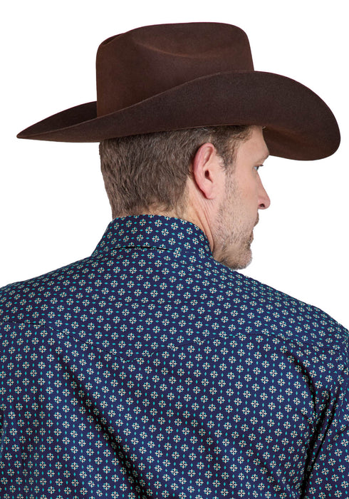 Roper Mens 2584 Pinwheel Foulard Blue 100% Cotton L/S Shirt