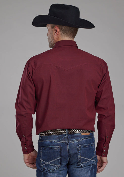 Roper Mens 2162 Black Fill Red 100% Cotton L/S Shirt