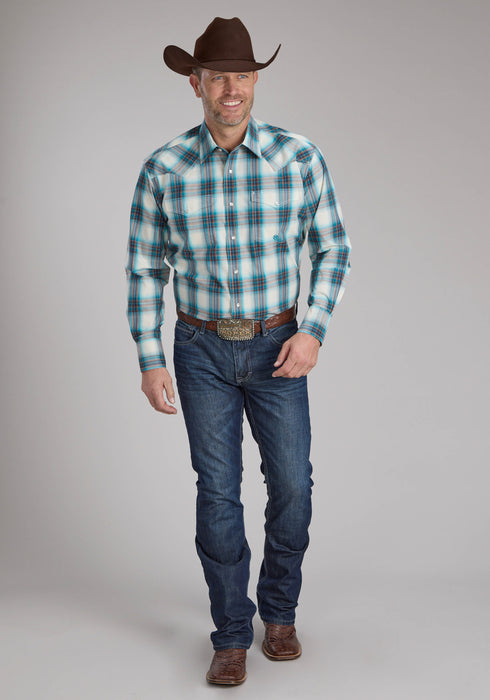 Roper Mens 2245 Taos Ombre Plaid Brown 100% Cotton L/S Shirt