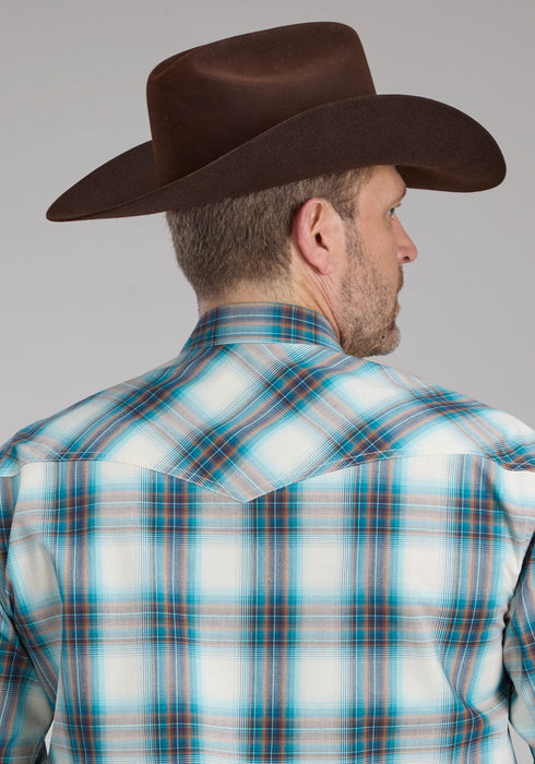 Roper Mens 2245 Taos Ombre Plaid Brown 100% Cotton L/S Shirt