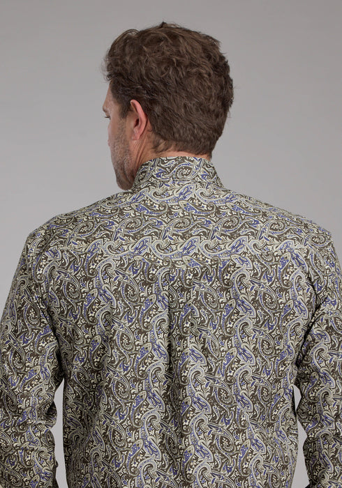 Roper Mens 2383 Paisley Stone 100% Cotton Btn L/S Shirt