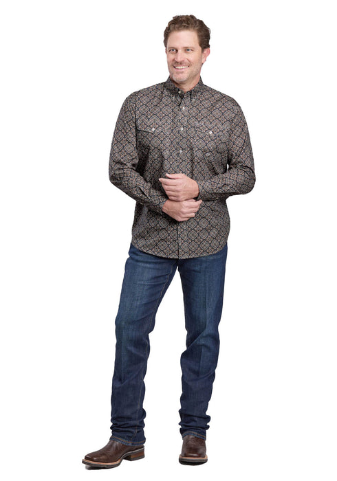 Roper Mens 2586 Bronze Medallion Brown 100% Cotton Btn L/S Shirt