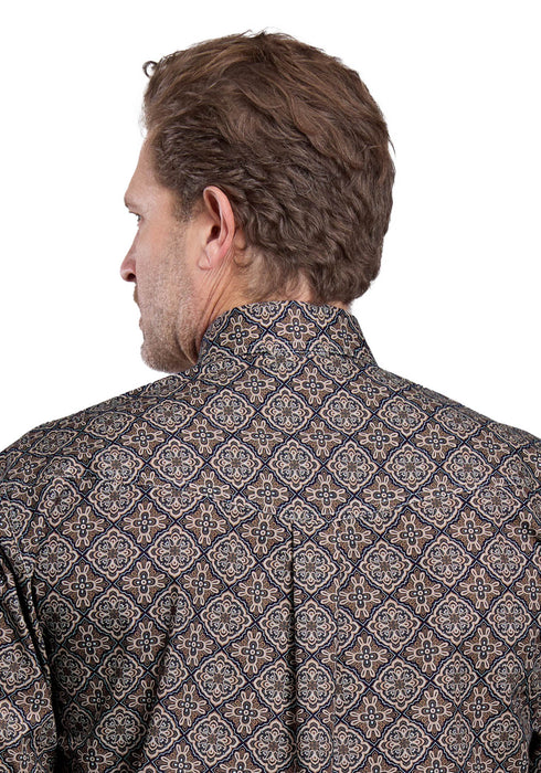 Roper Mens 2586 Bronze Medallion Brown 100% Cotton Btn L/S Shirt