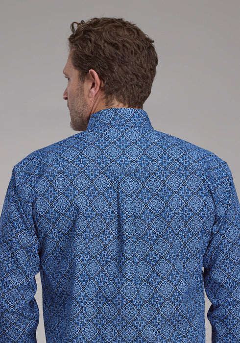 Roper Mens 2251 Sapphire Ornamental Blue 100% Cotton 1 Pkt L/S Shirt