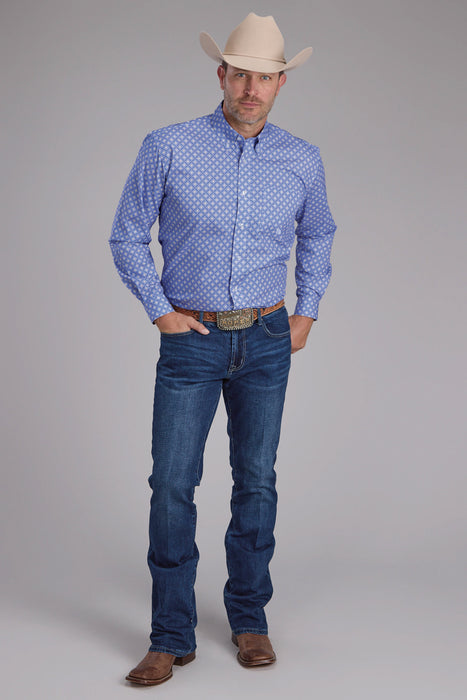 Roper Mens 2385 Foulard Periwinkle 100% Cotton 1 Pkt L/S Shirt