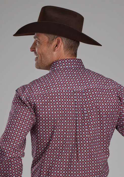 Roper Mens Highway Foulard Red 100% Cotton 1 Pkt L/S Shirt