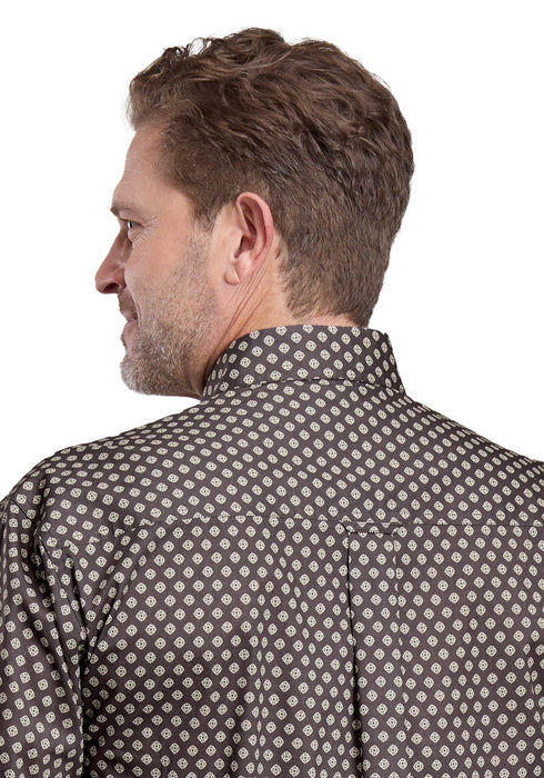 Roper Mens 2594 Stretch Foulard Grey Cotton Blend 1 Pkt L/S Shirt