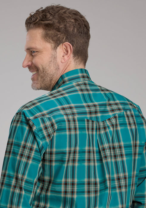 Roper Mens 2246 Real Plaid Teal 100% Cotton Btn L/S Shirt