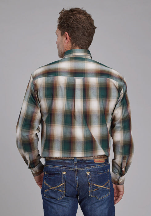 Roper Mens Tall Tree Plaid Multi-Color 100% Cotton 1 Pkt L/S Shirt