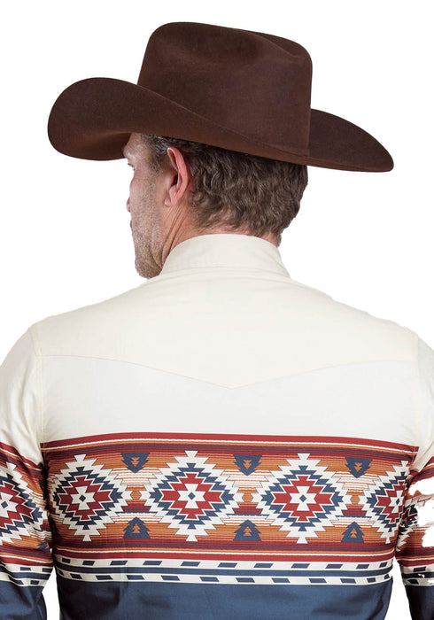 Roper Mens 2626 Ombre Border Blue 100% Cotton L/S Shirt