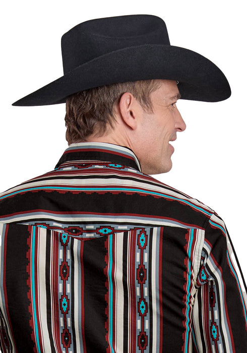 Roper Mens 2628 Serape Stripe Black 100% Cotton L/S Shirt
