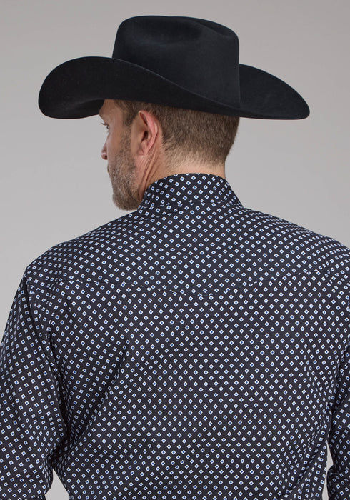 Roper Mens 2240 Diamonds Black 100% Cotton Tall L/S Shirt