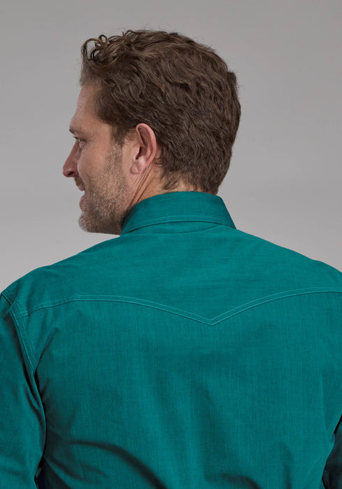 Roper Mens 2249 Black Fill Teal 100% Cotton Tall L/S Shirt
