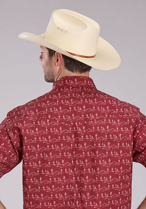 Roper Mens 2464 Desert Stripe Red 100% Cotton S/S Shirt