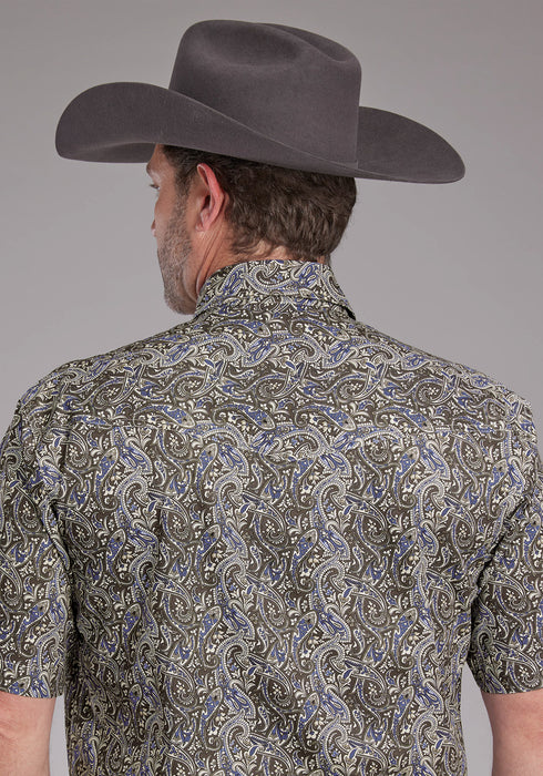 Roper Mens 2383 Paisley Stone 100% Cotton S/S Shirt