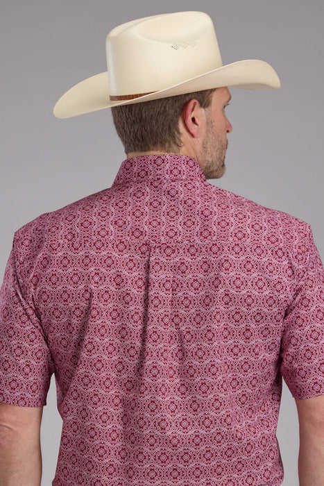 Roper Mens 2386 Medallion Paisley Red Cotton Blend 1 Pkt S/S Shirt