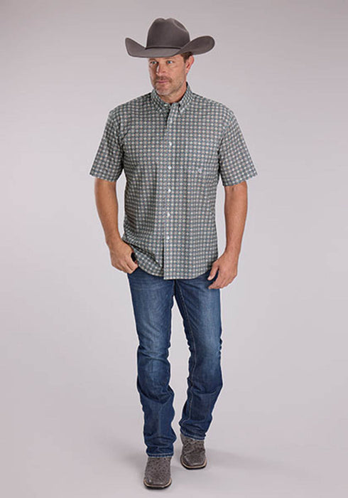 Roper Mens 2501 Medallion Foulard Grey 100% Cotton 1 Pkt S/S Shirt