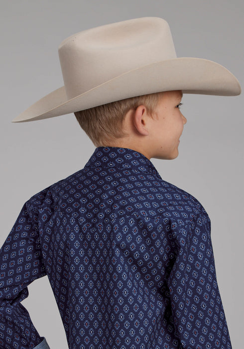 Roper Kids Boys 2177 Aztecs Blue 100% Cotton L/S Shirt
