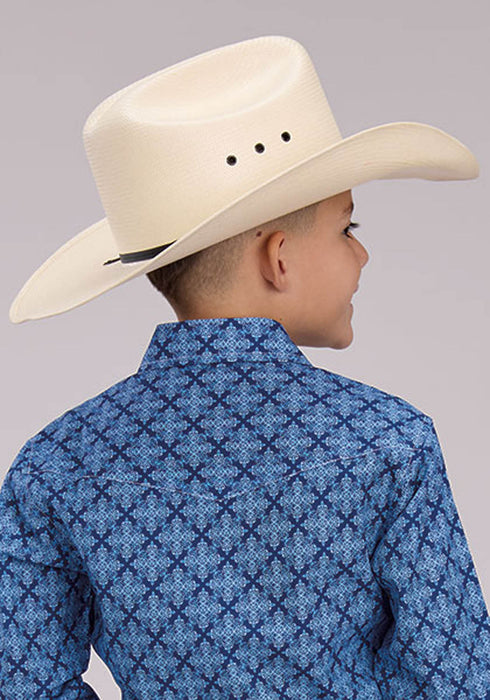 Roper Kids Boys 2497 Ribbon Medallion Blue 100% Cotton L/S Shirt