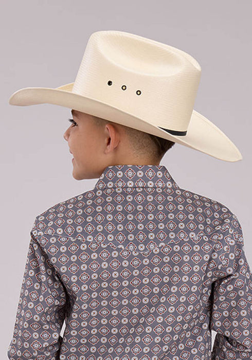Roper Kids Boys 2501 Medallion Foulard Grey 100% Cotton L/S Shirt