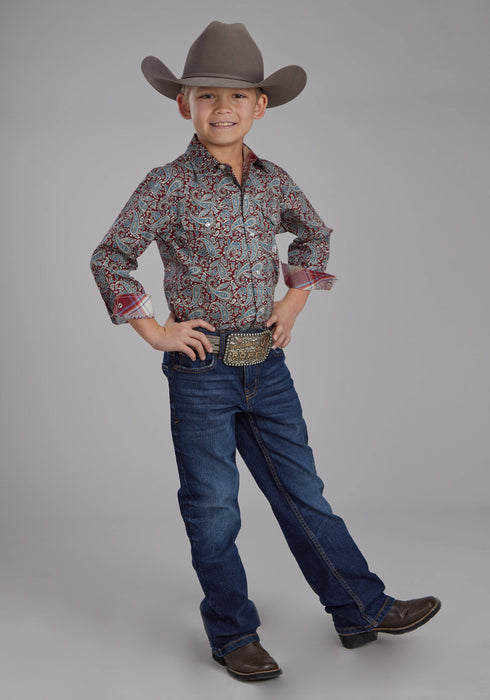 Roper Kids Boys Orchard Paisley Multi-Color 100% Cotton L/S Shirt