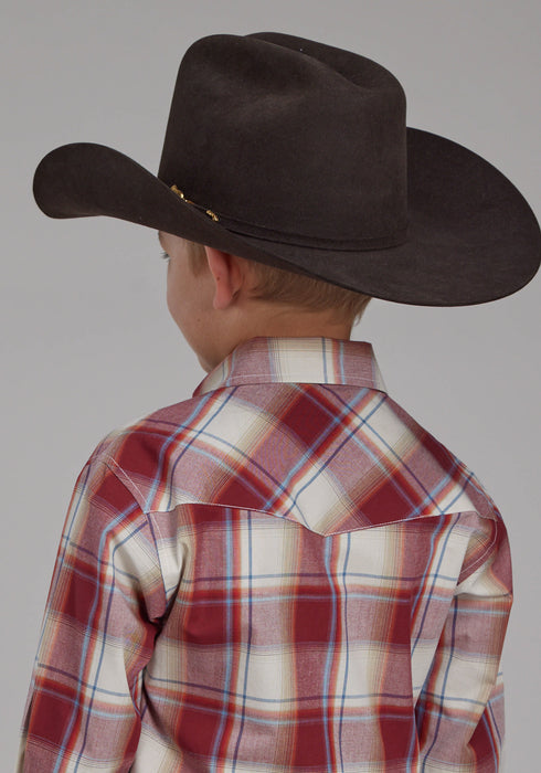 Roper Kids Boys 57 Chevy Plaid Red 100% Cotton L/S Shirt