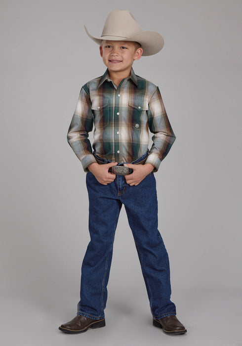 Roper Kids Boys Tall Tree Plaid Multi-Color 100% Cotton L/S Shirt
