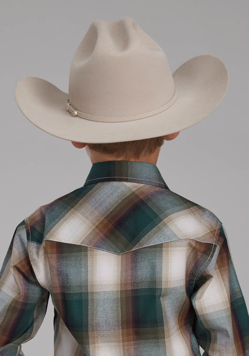 Roper Kids Boys Tall Tree Plaid Multi-Color 100% Cotton L/S Shirt