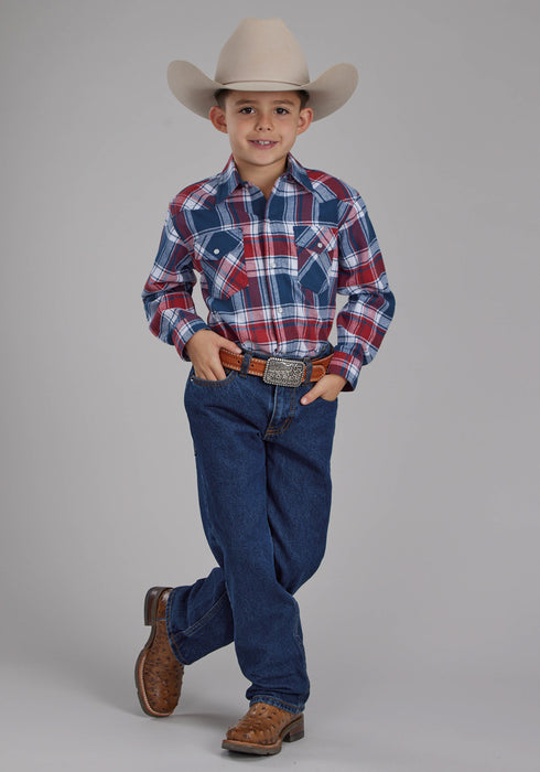 Roper Kids Boys 2205 Unlined Flannel Red 100% Cotton L/S Shirt