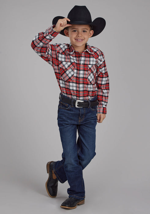 Roper Kids Boys 2205 Unlined Flannel Orange 100% Cotton L/S Shirt